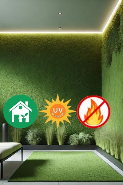 Jardin vertical avec pelouse synthétique artificielle personnalisée